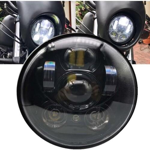 Parking LED Moto 5.75 Inch Black Projector Motorcycle Headlight 5-3/4" High Low Beam 45W Driving Headlamp for Harley VLX 600 750