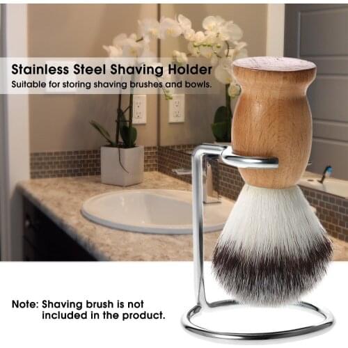 Professional Men Beard Brush Set Stainless Steel Bowl Stand Shaving Brush Mustache Shaving Facial Cleansing Tool