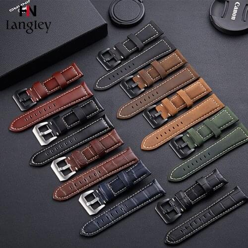 First layer of nubuck leather straps for men women watches bands accessories waterproof watchbands 20-26mm