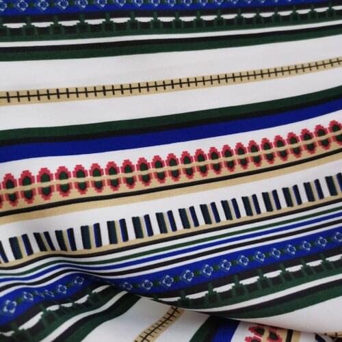 Ethnic stripe Chiffon Dress Stretchy Fabric Party Holiday Skirt Cloth DIY Sewing Fabric