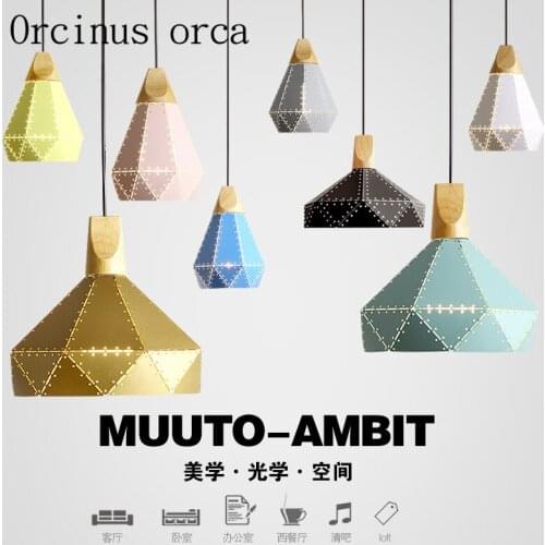 Led restaurant chandelier Nordic minimalist creative three solid wood modern personality American style iron industrial wind lam