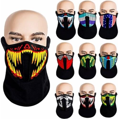 Bdsm LED voice-activated luminous Sexy mask women sex supplies black goggles silhouette Halloween cosplay sex mask goggles