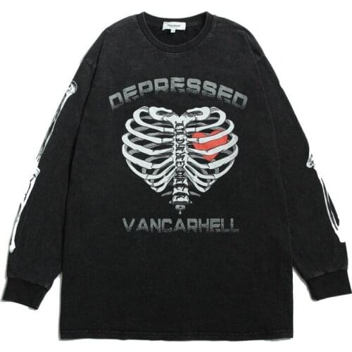 ERENEJIAN Mens Hi Street Skull Printed Hip Hop Hoodies Streetwear Oversized Graffiti Pullover Sweatshirt Tops Vintage Hoody