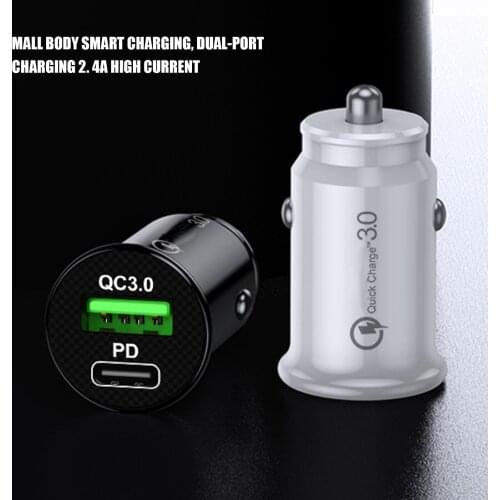 Universal Mobile Phone Charger QC 3.0 PD Fast Charging USB A & USB C Dual port Adapter Quick Charge Car Lighter Slot Charger