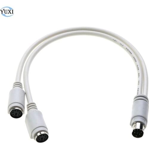 YuXi Motherboard PS2 PS/2 Splitter Adapter Cable 6Pin Mini Din Male to 2 Female for Mouse Keyboard Card Reader Laser Scanner