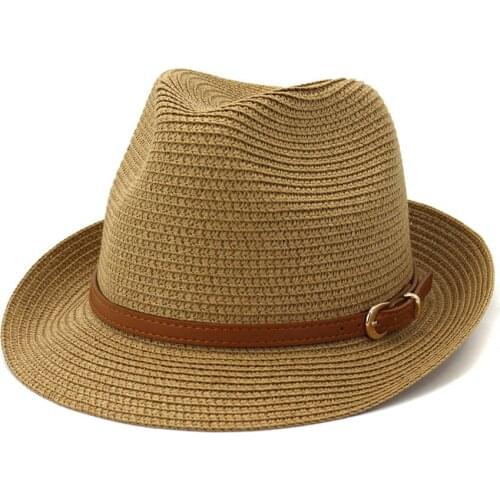 Solid Straw Hat Womens Summer Sunhat England Panama Top Mens Sunvisor Kids' Beach Outdoor Chapeau Parent-child Jazz Hat