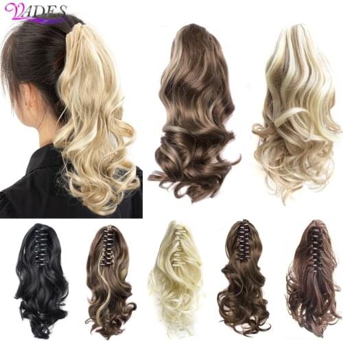 Vades Hair-Extensions Ponytails Hair Clip On Wavy Ponytails 14Inches Synthetic Blonde Hair Natural Extension Hair Clip For Women
