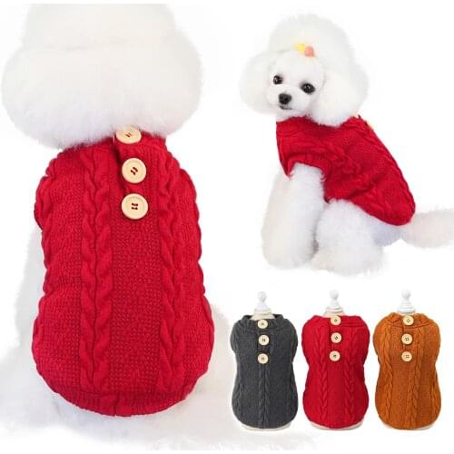 Winter Dog Sweater Thicken Warm Fleece Lining Pet Dog Coat Knitted Twisted Dog Sweaters for Small Dogs Chihuahua Yorkies Clothes