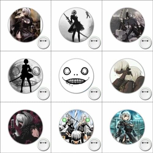 Game NieR:Automata 2B Cosplay Badge Cartoon Brooch Pins for Backpacks bags Badges Button Clothes Accessories 1pcs
