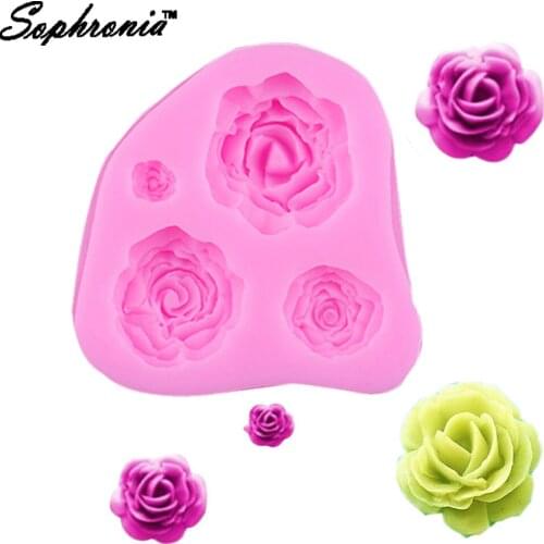 10pcs/set M025 Rose Silicone Mold Fondant Cake Decorating Tools Flower Chocolate Cake Border Resin Clay Chocolate Candy Making