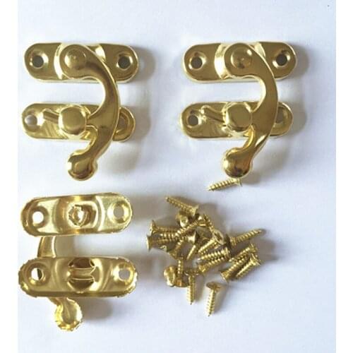100pcs/lot 29 * 33mm packaging accessories dark wooden box buckle clasp / small shackle / lock horns, golden yellow