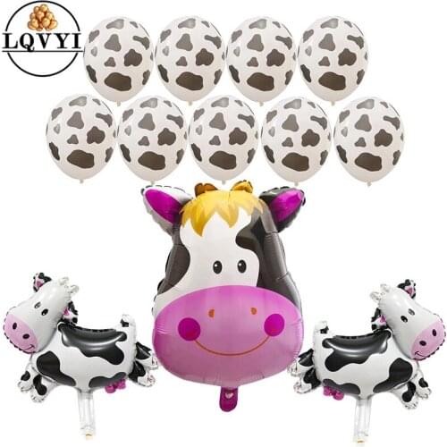 12pcs 63*42cm Cow Tiger Zebra Lion Head Birthday Balloons Animal Theme Party Animals Decor 12inch Latex Helium Kid Toys Supplies