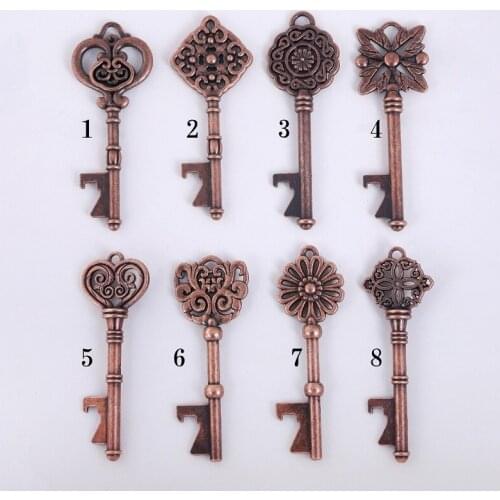 200pcs Vintage Key Shape Beer Bottle Opener Retro Zinc Alloy Opener 8 Styles Wedding Gifts WB139