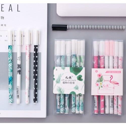 3/6 pcs Flamingo Pens for school cactus pen Chancellory gel pen kawaii school supplies cute stationery gel pens papelaria 40101