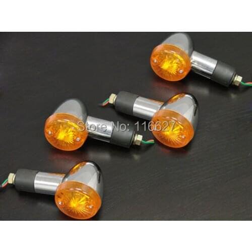 4~ CHROME AMBER BULLET TURN SIGNAL for Harley Kawasaki Suzuki Yamaha Honda Cruiser CAFE RACER CUSTOM