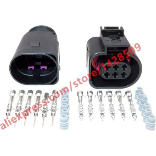5 Sets 6 Pin 3B0973813 1J0973713 Female And Male 1.5mm Auto Temp Sensor Plug Deflation Valve Plug Waterproof Connector For VW