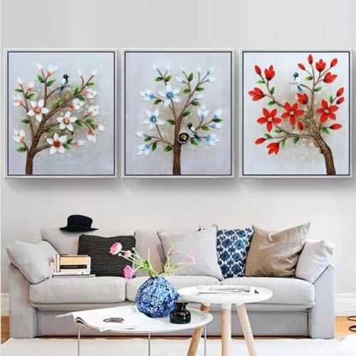 5d Diamond Painting Square/round Drill E Living Room Embroidery Cross Stitch Flowers Birds Three Sheets Diamond Decor