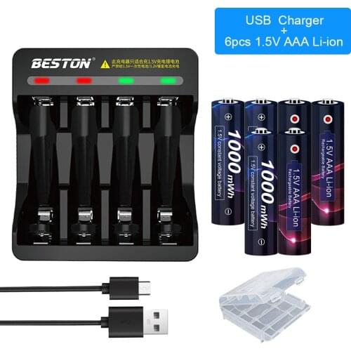 AAA 1.5V Rechargeable Battery 1000mWh 1.5V AAA Li-ion Lithium Rechargeable Battery for Electric Toy Flashlight Clock 1.5v AA