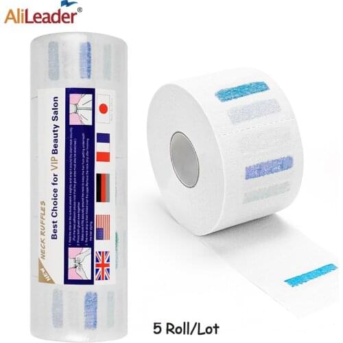 Alileader 5Pcs Disposable Hairdressing Collar Neck Ruffle Roll Paper Necks Covering Pro Stretchy Hair Cutting Barber Accessories