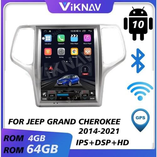 Car gps navi video multimedia player for jeep grand cherokee 2014-2021 android radio car audio tape recorder vertical screen