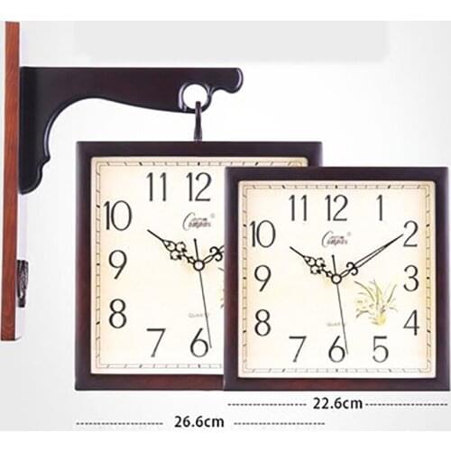 Solid Wood Clock Double Sided Wall Clock Nordic Modern Mechanism Silent Guess Women Watches Home Decor Kitchen Living Room 5Q335