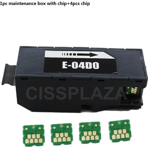 CISSPLAZA C13T04D000 T04D0 Waste Ink Maintenance Box + 4pcs extra chip compatible for EPSON EcoTank ET-7700 ET-7750 L7160 L7180