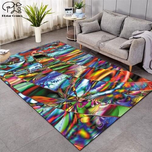 Colorful Psychedelic carpet Nordic Soft Flannel 3D Rugs Parlor Mat Area Rugs Anti-slip Large Carpet Rug Living Room Decor P-003