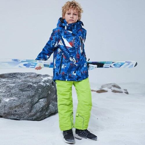 Children Ski Suit Waterprof Windproof Kids Thicken Warm Skiing Jacket And Snowboarding Pants Set For Boys 110-160 Snow Coat