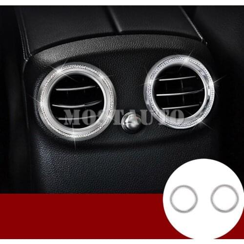 For Benz C Class W205 S205 Rhinestone Style Console Rear Air Vent Outlet Cover Ring 2014-2018 2pcs Car Accessories Interior