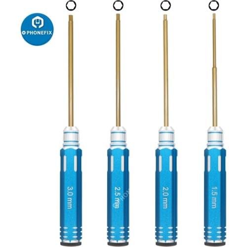RC Tools Hex Screw Driver 1.5 2.0 2.5 3.0mm Titanium Plating Hardened ScrewDriver Wrench Repair Tools Set for RC Helicopter Boat