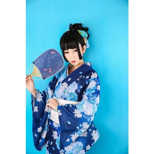 Women Japanese Traditional Kimono with Obi Vintage Female Evening Kimono Dress Japan Kimono Flower Yukata Bathrobes A60605