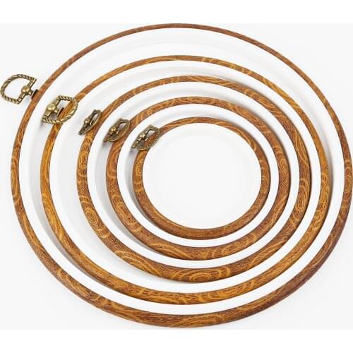 Round Oval Embroidery Hoop Hand Sewing Accessories Wood Grain Plastic Cross-stitch Kit Embroidered Stretch Tool DIY Needlecraft