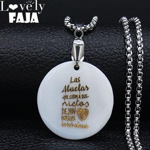 Las Abuelas En y Almas Shell Stainless Steel Chain Necklace Women Grandmother Gold Color Necklace Jewerly collar mujer N9581