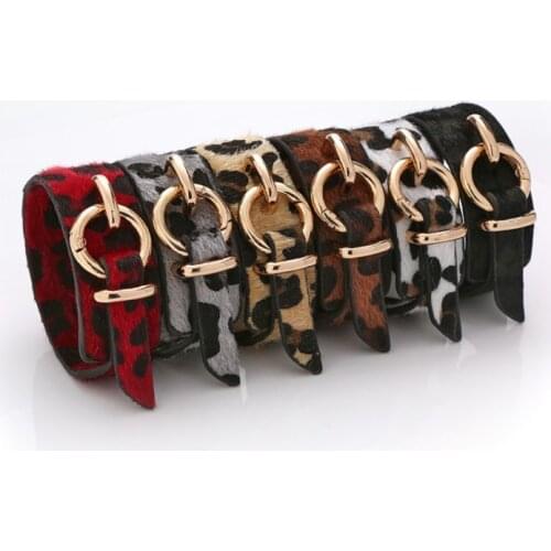 Hot Punk Style Double-sided Leopard Fur Leather Bracelets & Bangles Personality Christmas Luxury Jewelry Gift for Women