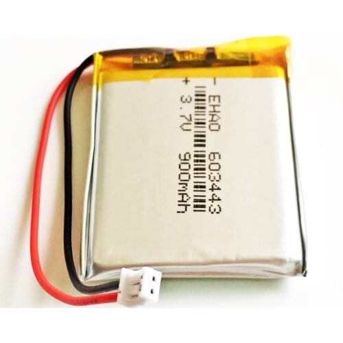 603443 JST ZH 1.5mm 2 pin 3.7V 900mAh lipo polymer lithium rechargeable battery for MP3 GPS navigator DVD recorder e-book camera