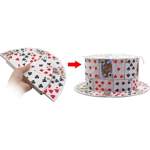 Card Fan to Card Top Hat Magic Tricks Stage Close Up Magia Hat Appearing Magie Mentalism Illusion Gimmick Props Magicians