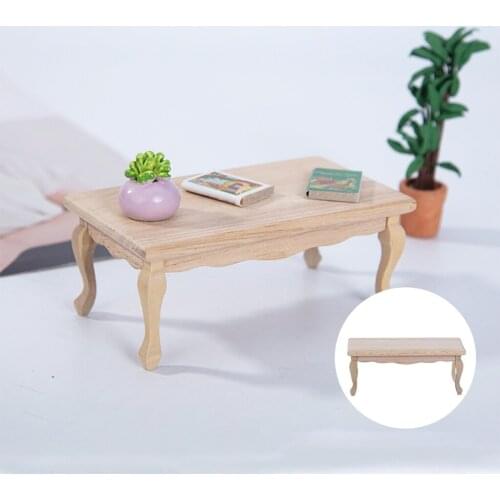 1/12 Dollhouse Miniature Mini Wooden Coffee Table Simulation End Table Furniture for Doll House Decoration Accessories