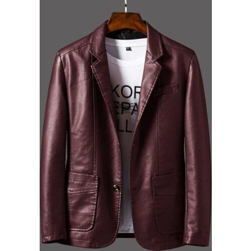 Mens Casual Fashion Faux Leather Jackets Youth Slim Fit Handsome Motorcycle PU Leather Coats Hombre Lapel Blazer Jacket Tops