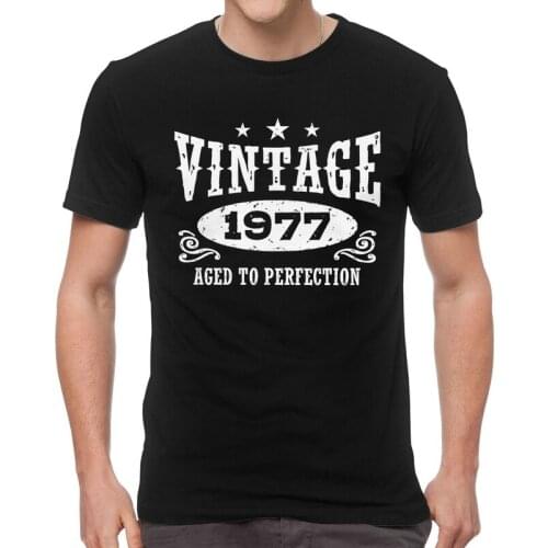 Vintage 1977 T Shirt for Men 100% Cotton Print T-shirts Funny Tshirt Short Sleeve 43 Years Old 43rd Birthday Gift Tee Top
