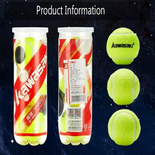 3Pcs Kawasaki Tennis Ball High Resilience Durable Tennis Practice Ball for School Club Competition Training Beach Tennis Balls