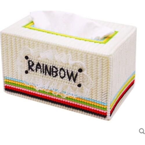 3D Cross Stitch Kit Three-dimensional Embroidery Bold Woolen Embroidery Pumping Box 573 Rainbow With Lace DIY Living Room