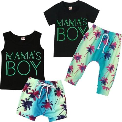 2021 New Baby Boys Summer Clothes Children Tops+Casual Shorts Pants 2PCS Cute Fashion Print Outfit Costume Set