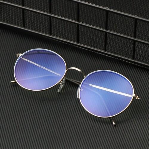 Fashion Anti-Blue Light Metal Glasses Women Men Vintage Round Frame Computer Protection Eyeglasses Ultra Light Eyeglasses