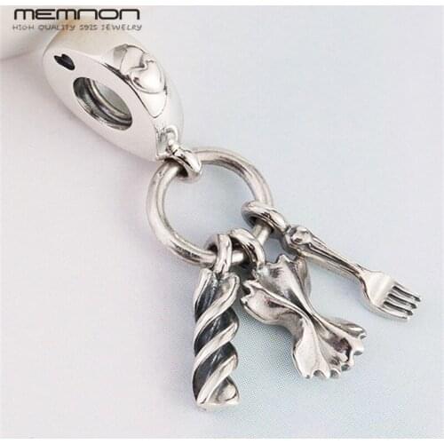Memnon Love Pasta Dangle Charms 100% 925 sterling silver fit charm beads Bracelets necklaces DIY pendants For Jewelry Making