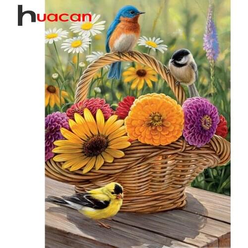 Huacan Full Diamond Embroidery Complete Kit Flower Bird Diamond Painting Landscape Decor Diamond Art New Arrival Accessories