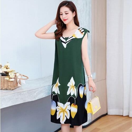 Womens Dress Summer Straight Sleeveless Knee Length o Neck Casual Ladies Dresses Lace Up Loose Homewear Sundress for Female