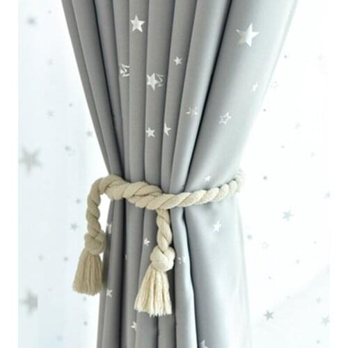 Grey Black Star Printed Curtains For Children Kids Boys Bedroom Nursery French Window Cortinas P123C