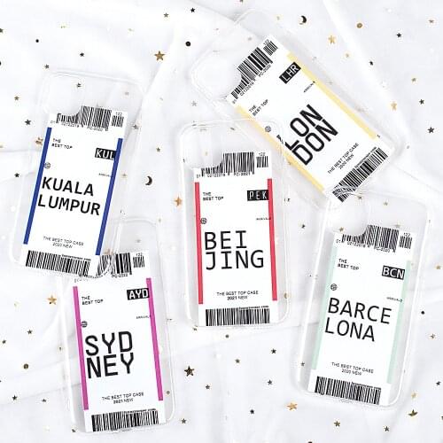 World Country Label Air Tickets Phone Cases on For IPhone 12 Mini Pro Max 11 X XR 4 5 8 7 6S 6 Plus Soft TPU Boarding Pass Cover