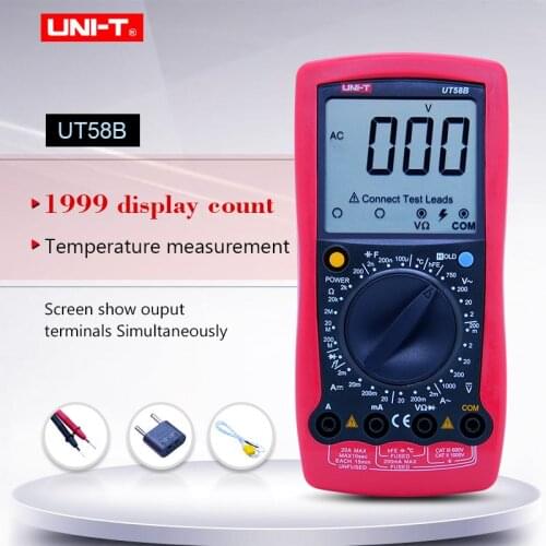 UT58B General Digital Multimeter DC/AC Voltage Current Ohm Capacitance Temperature Tester Diode/transistor measure Data hold