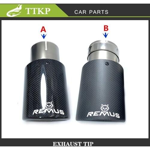 Remus 1 Pcs Air Outlet 76MM Exhaust Tail Pipe Glossy/Matt Black Carbon Fiber+ Stainless Muffler Tip Nozzles Exhaust Modification